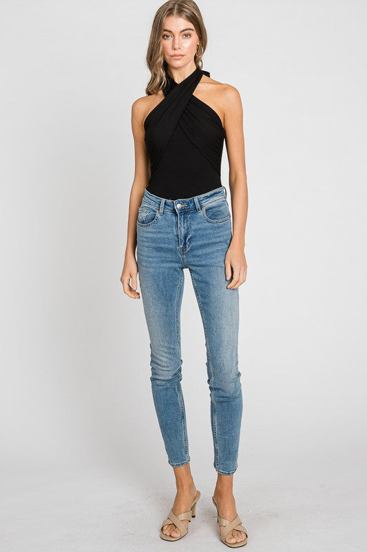 Halter Neck Bodysuit in Black