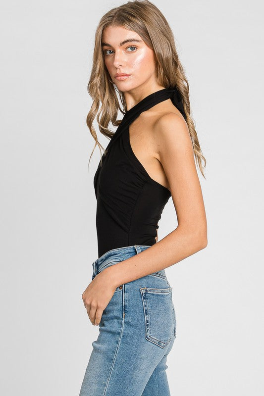 Halter Neck Bodysuit in Black