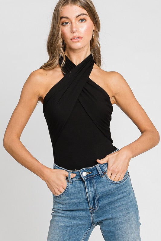 Halter Neck Bodysuit in Black
