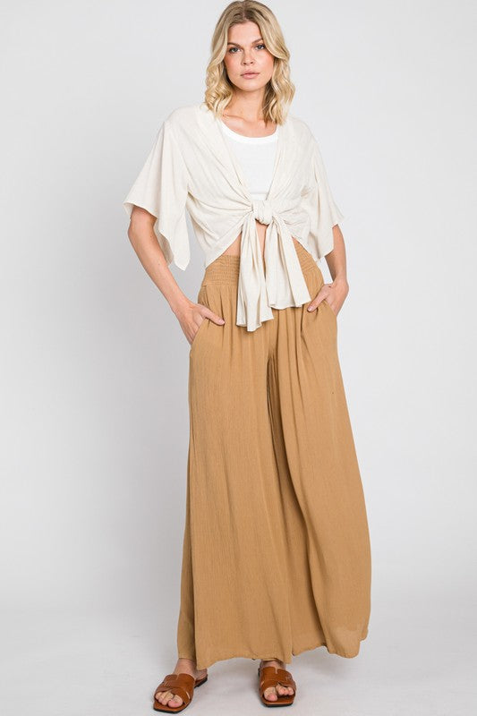 Linen Tie Front Kimono in Cream