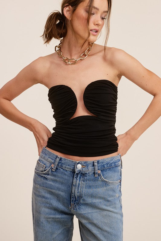 Gemini Strapless Top in Black