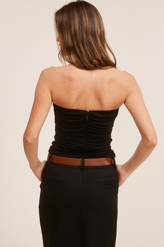 Gemini Strapless Top in Black