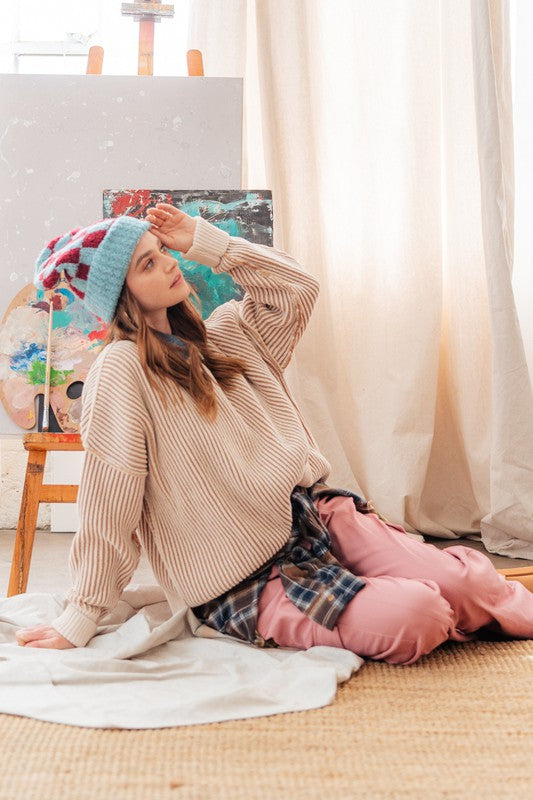 Two-Tone Knit Sweater