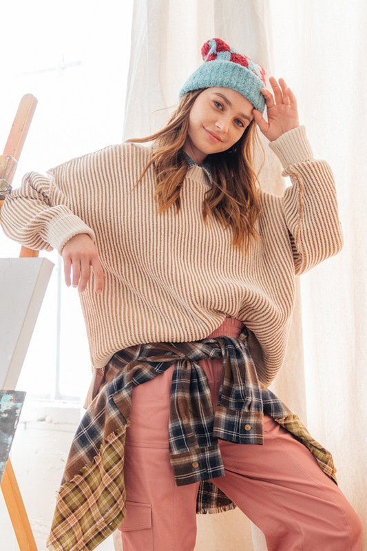 Two-Tone Knit Sweater