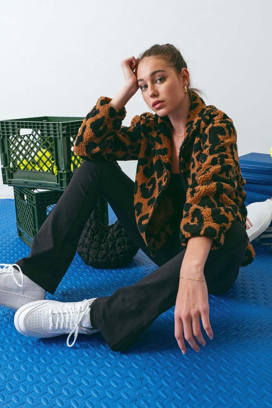 Leopard Print Sherpa Jacket