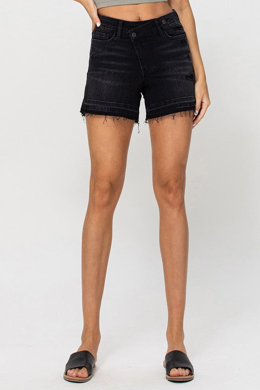 High Rise Criss Cross Short in Black