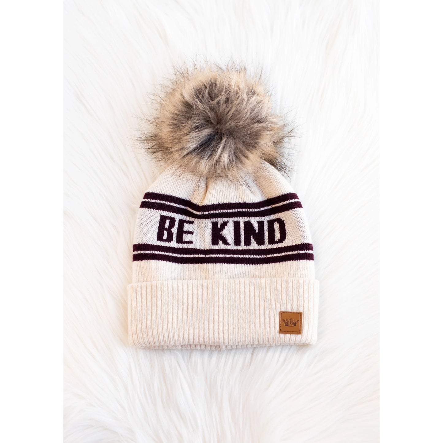Be Kind Pom Beanie in Cream