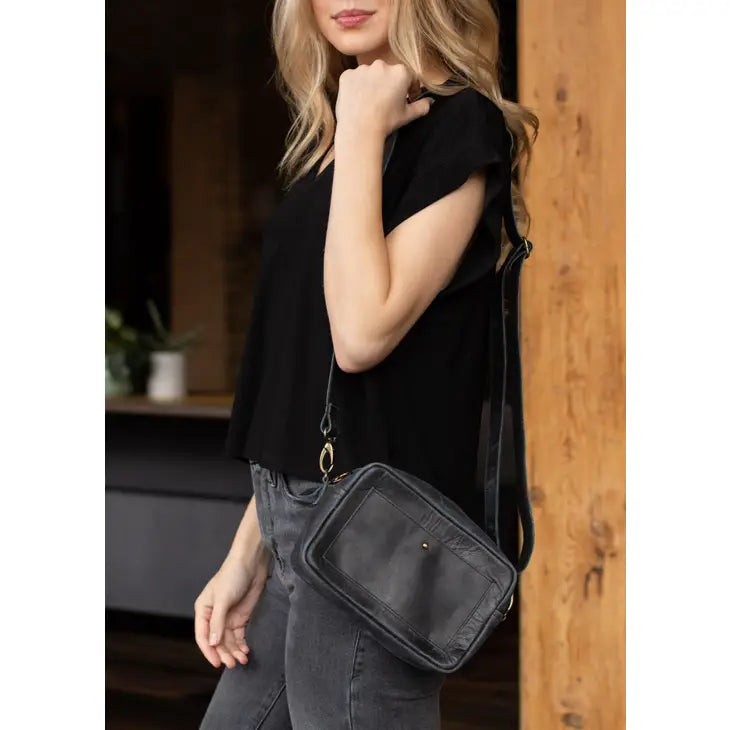 Black Leather Crossbody Purse