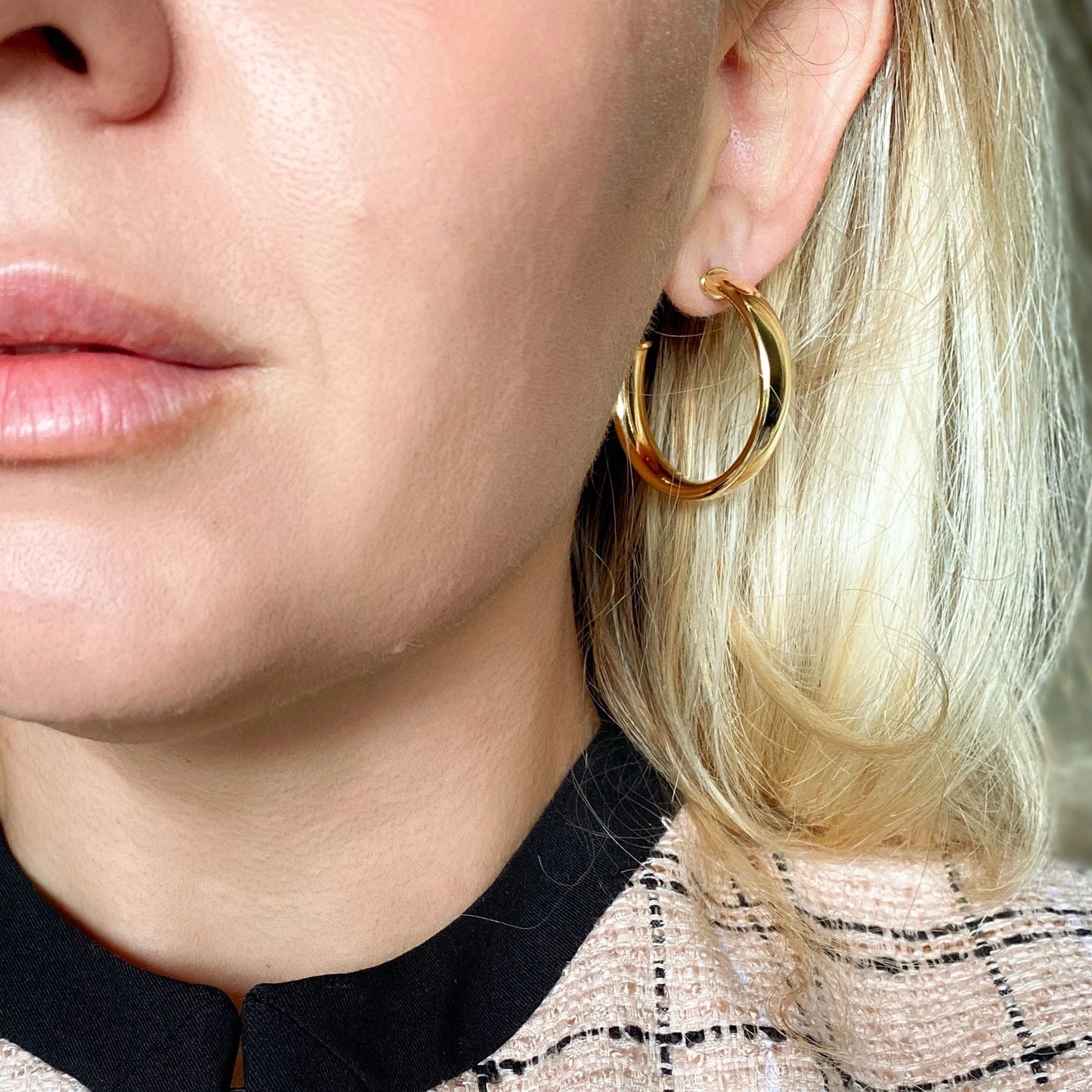 Slightly Twisted Gold C Hoop