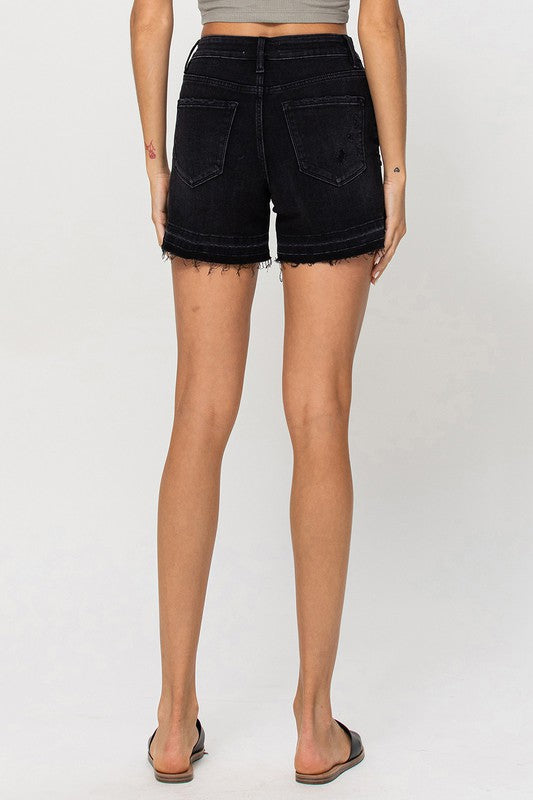 High Rise Criss Cross Short in Black