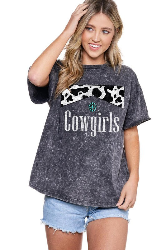 Oversized Cowgirls Tee in Black