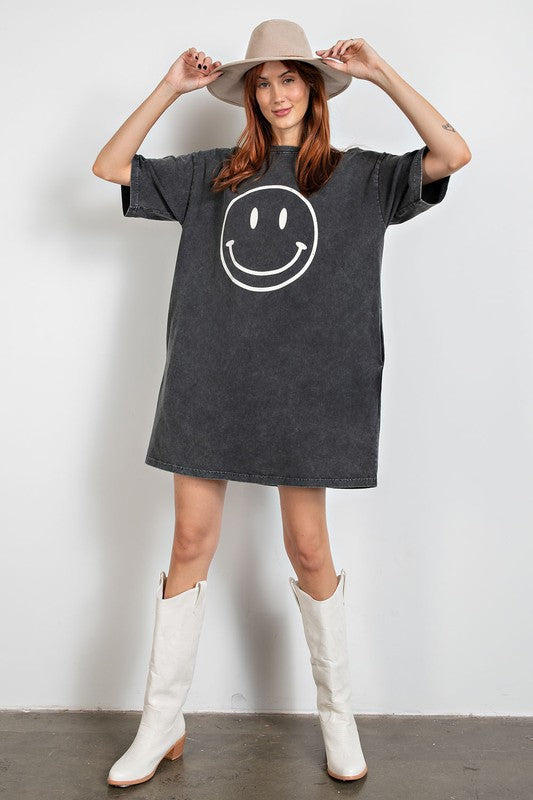 Smiley Cotton T-Shirt Dress