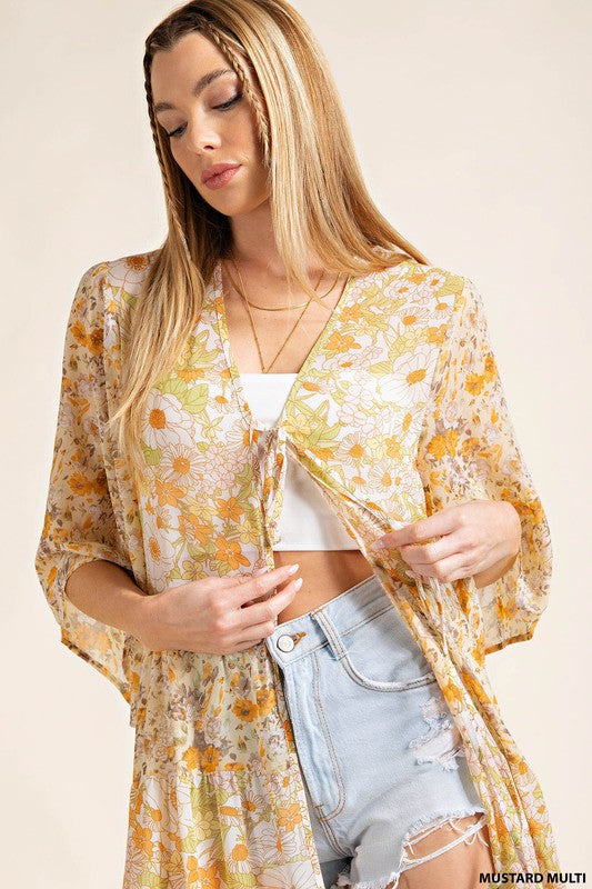 Floral Front Tie Duster