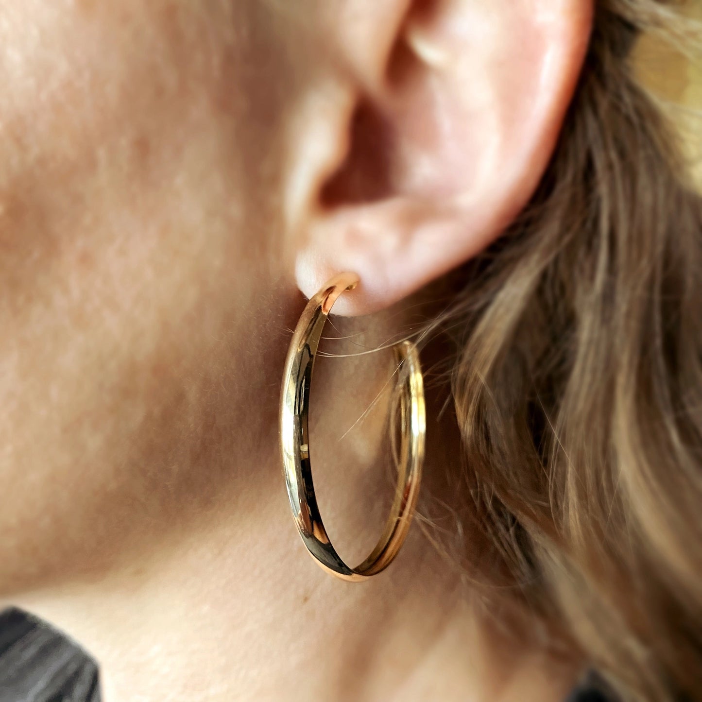 Large Gold C-Hoop Earrings