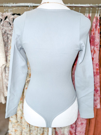 Long Sleeve Bodysuit in Light Blue