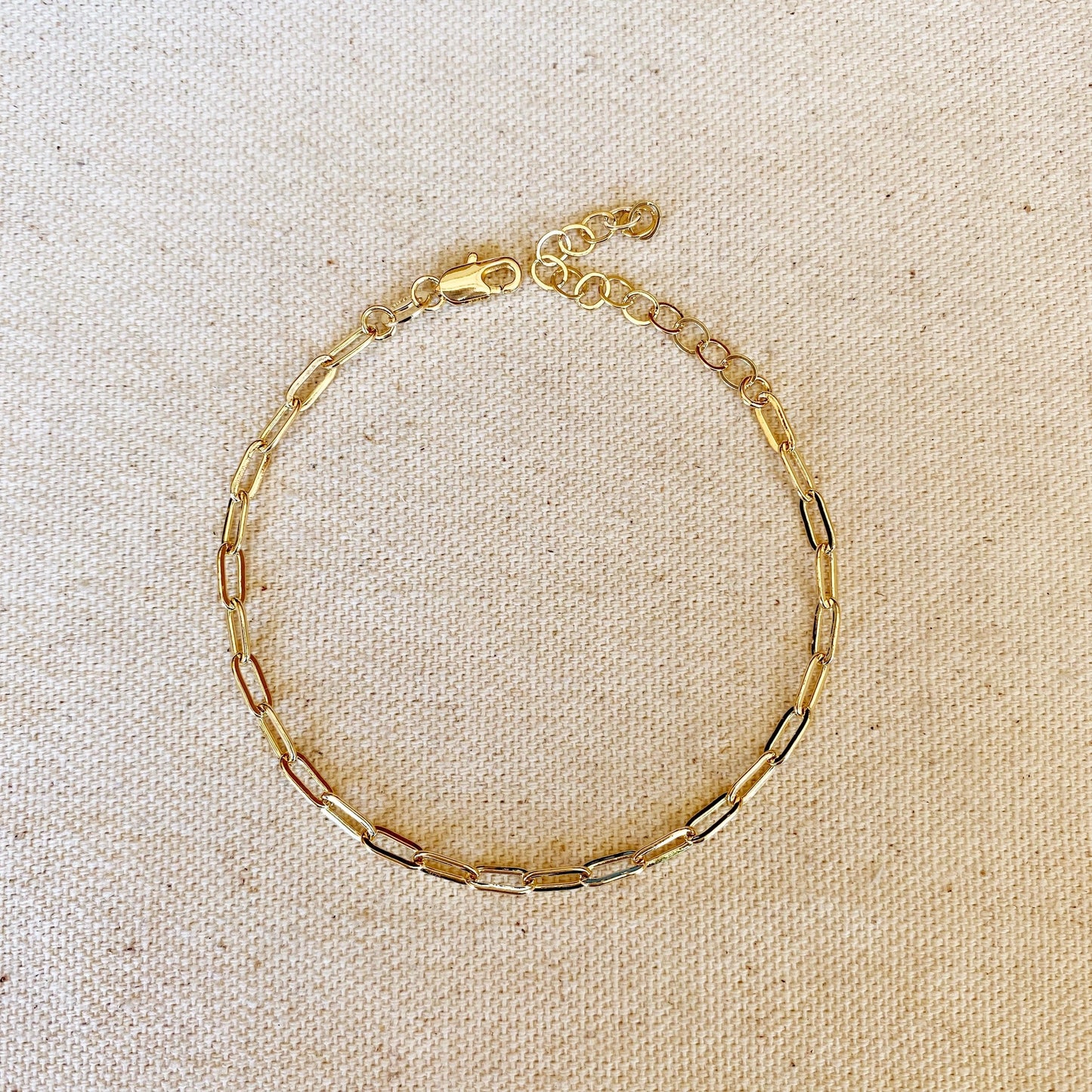 Gold Paperclip Chain Bracelet - 7 inches