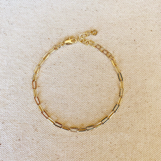 Gold Paperclip Chain Bracelet - 7 inches